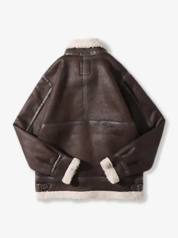 Men's Fleece Lined Suede Texture Outdoor Jacket