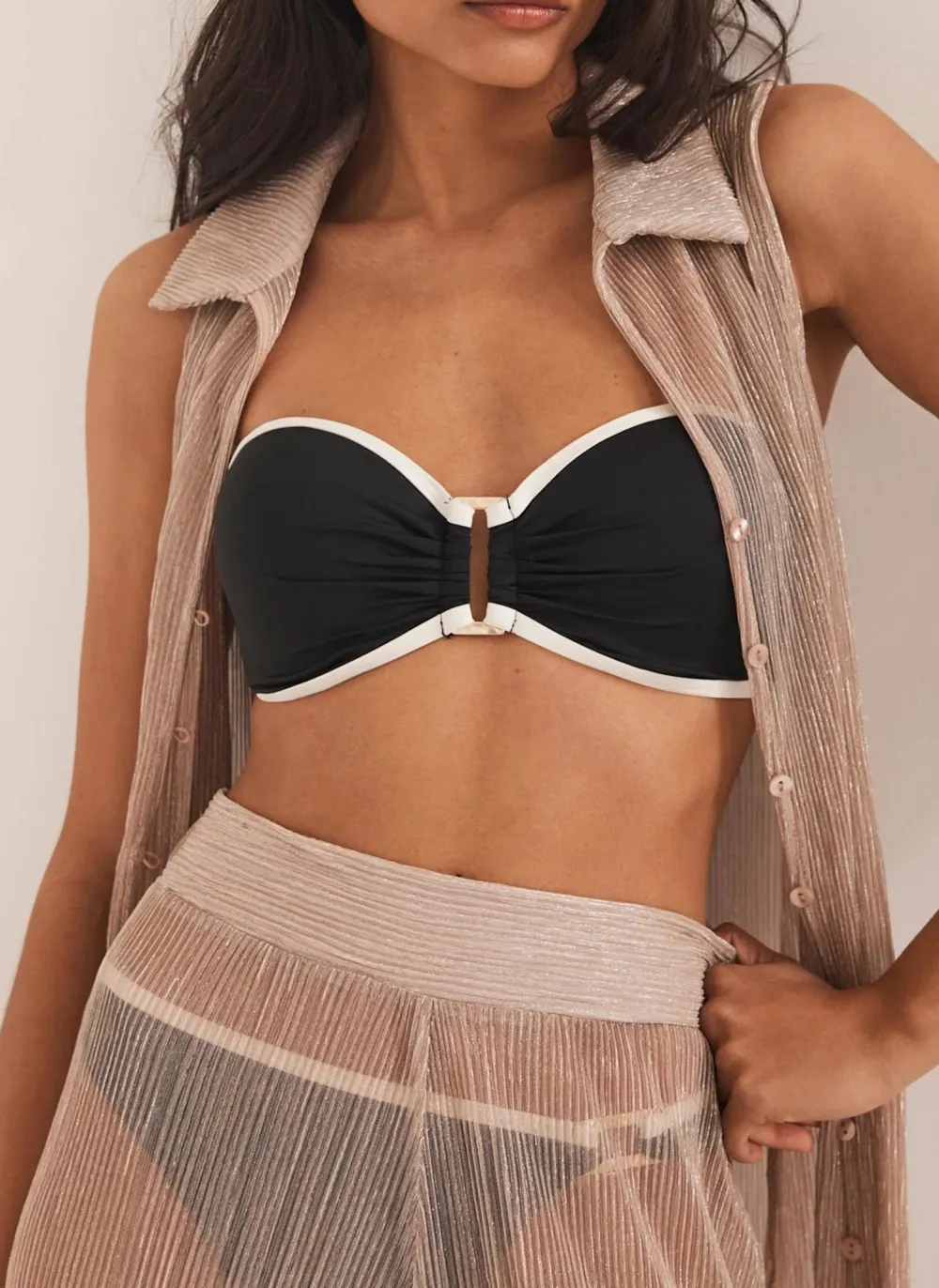 Casual StylePink Metallic Top And Trouser Beach Set