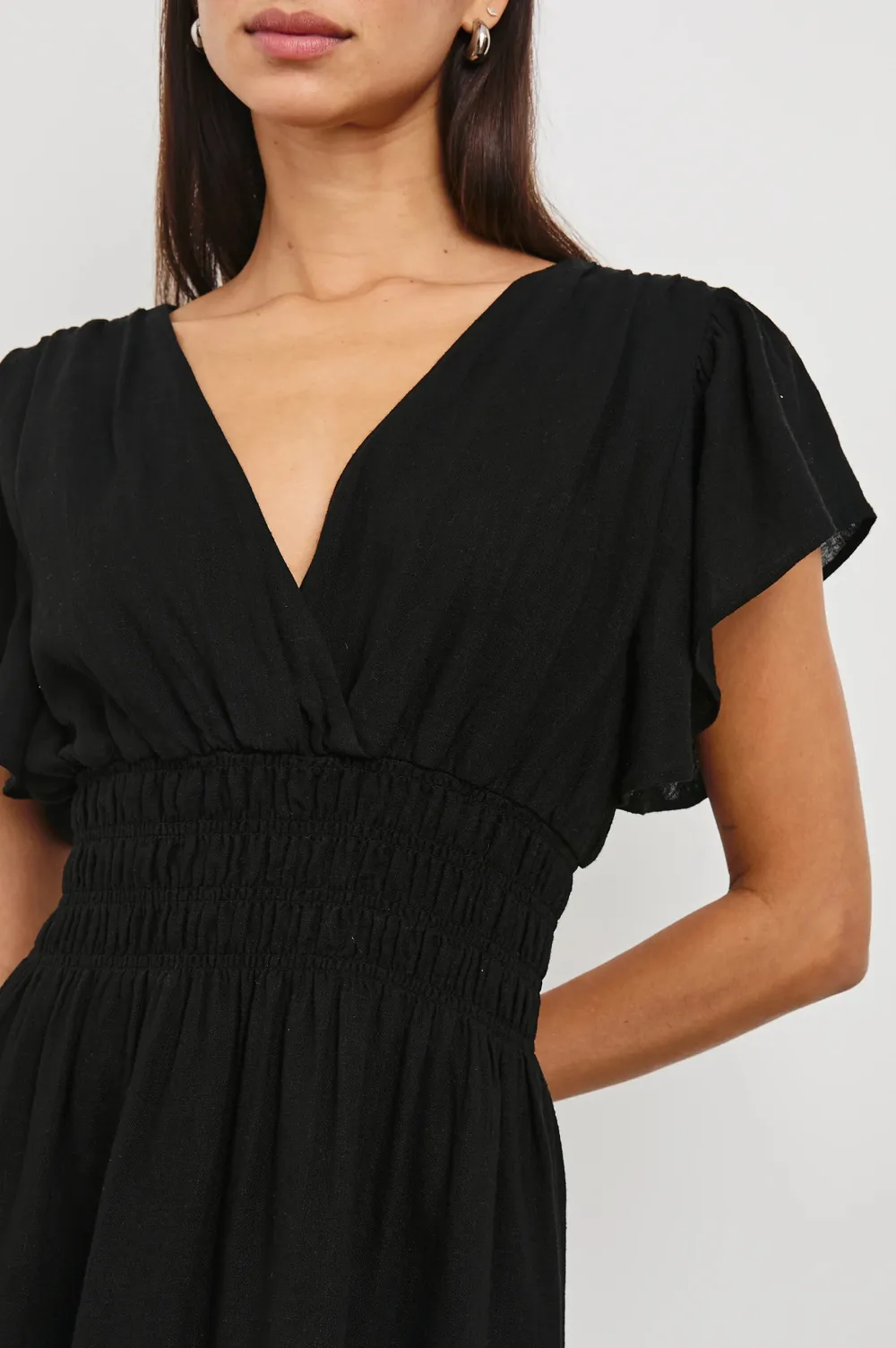 Floral Leaf-Shaped Sleeve Fitted Waist Dress