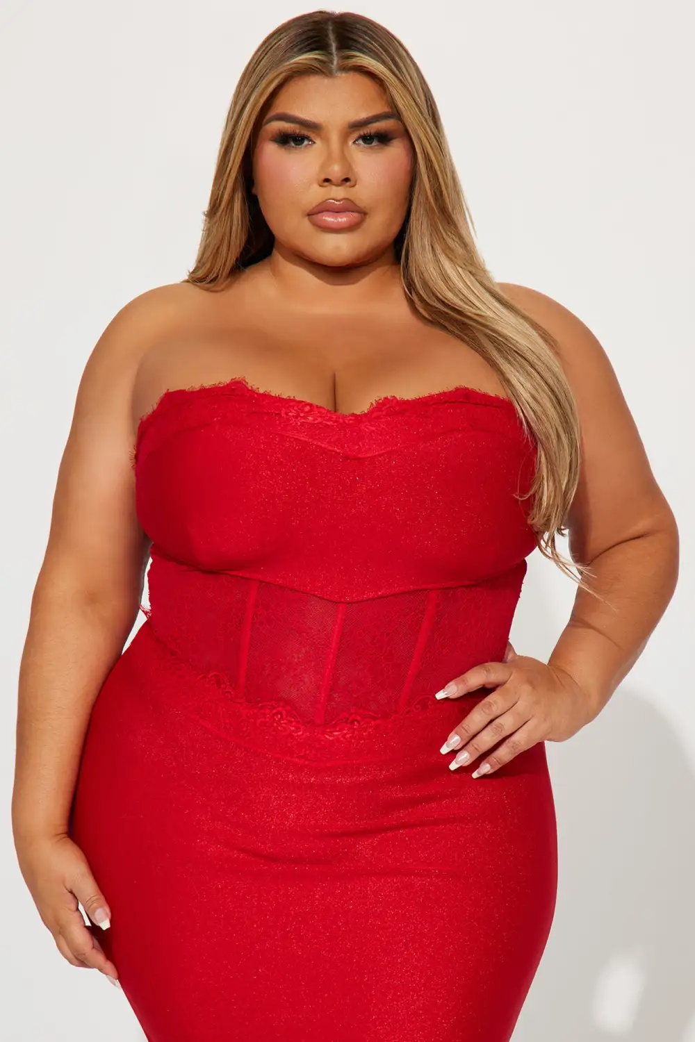 Vera Metallic Bandage Gown - Red