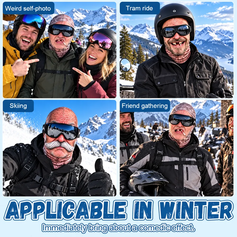 🎿 Funny Realistic Face Ski Balaclava | Slopes Party Winter Group Gear