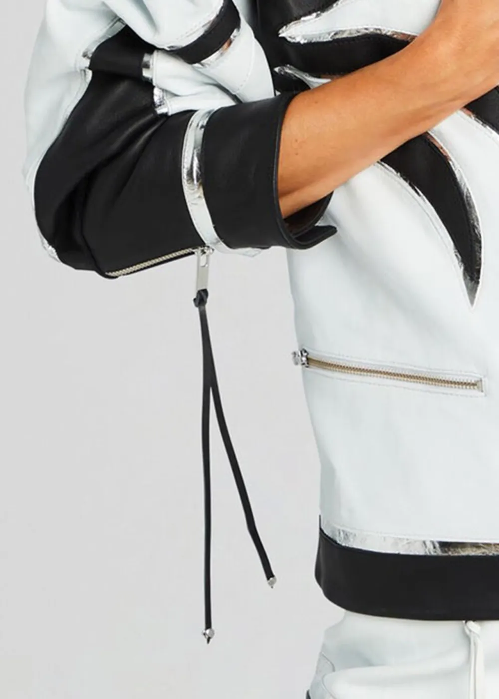 Color Block Leather Jacket