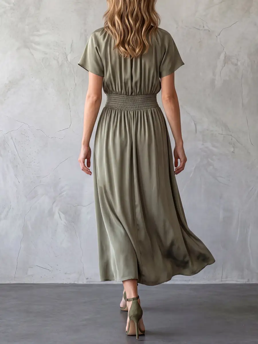 Batwing Sleeves Neck Maxi Dress