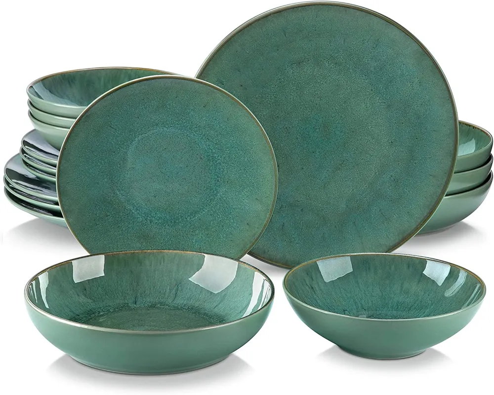 vancasso Dinnerware Set 32-Piece Dinner Service for 8 Service Dinnerware Tableware Set, Bubble Green