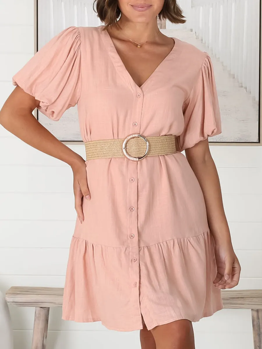 Pink V-neck dress