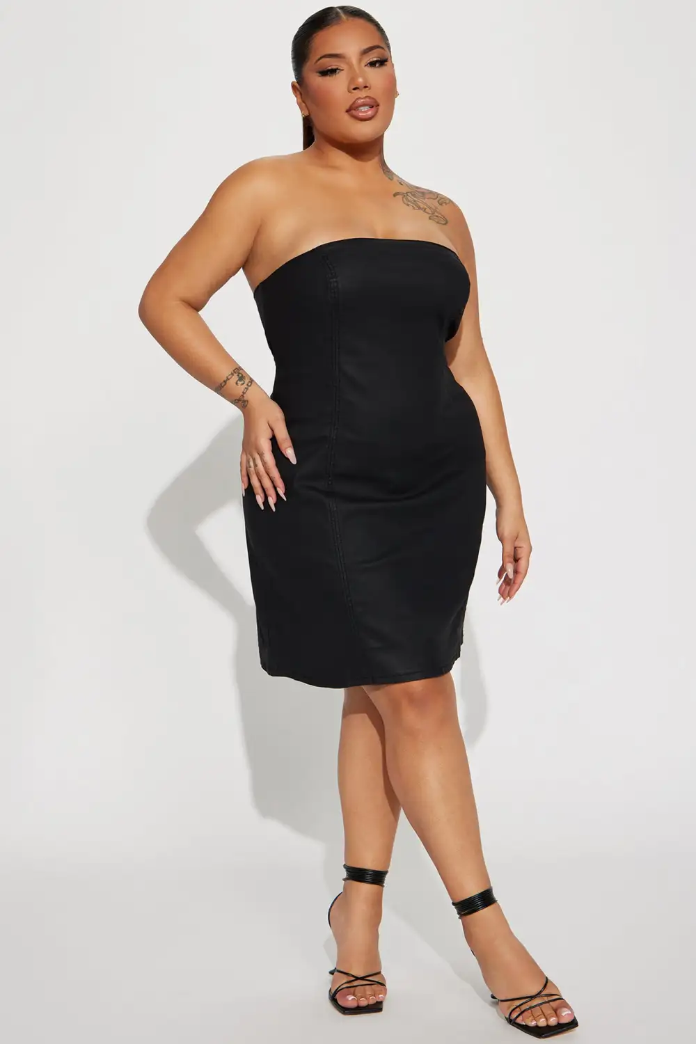 Catherine Denim Mini Dress - Black