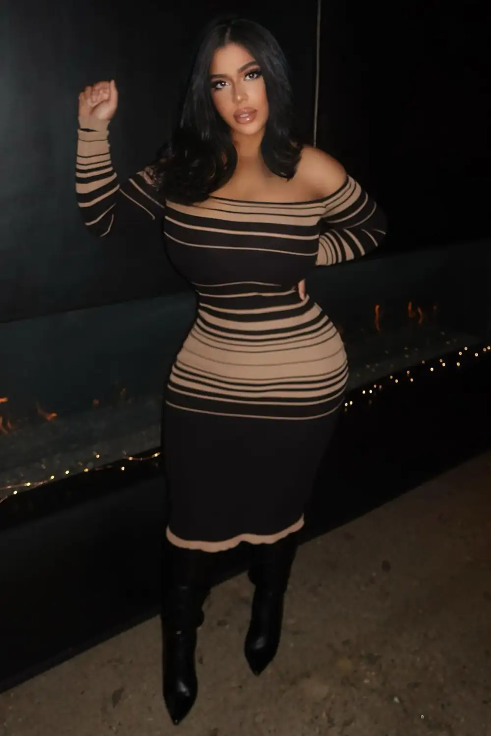 Catch Me Offline Sweater Dress - Black/Brown