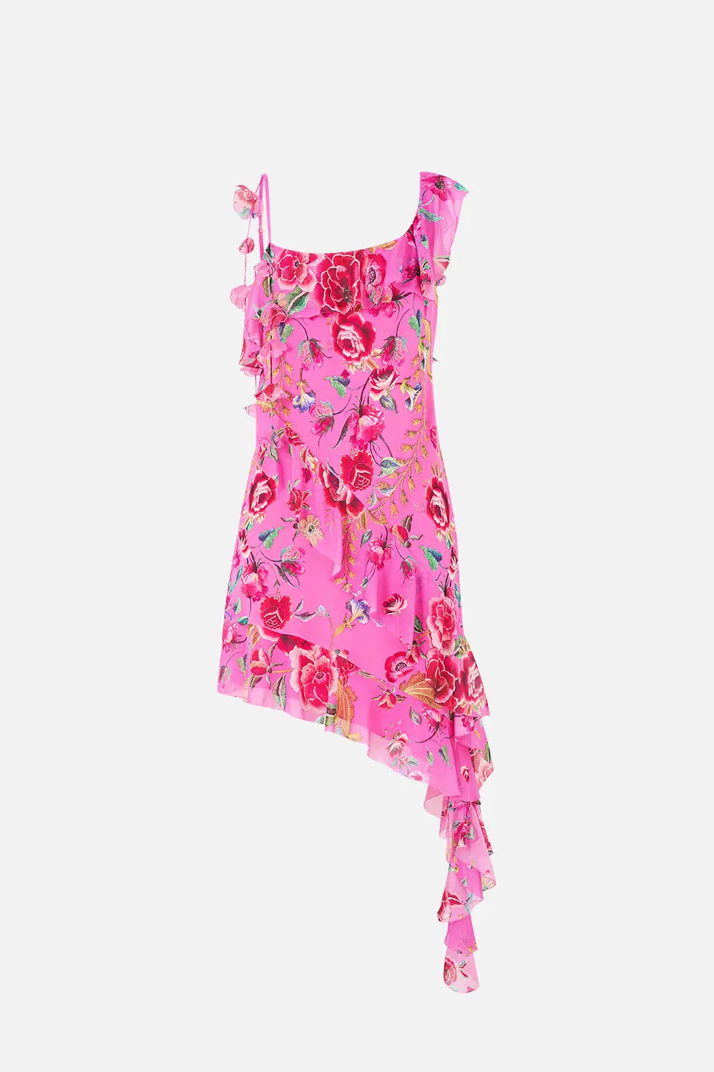 Asymmetric Hem Ruffle Dress