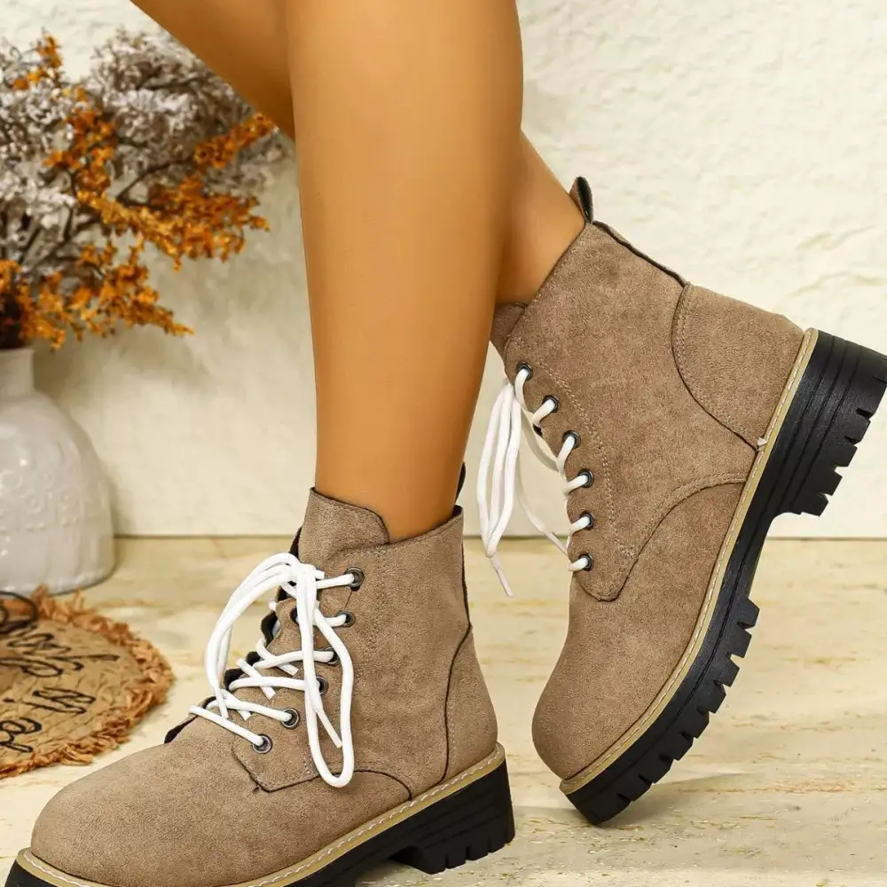 Round Toe Lace-Up Boots