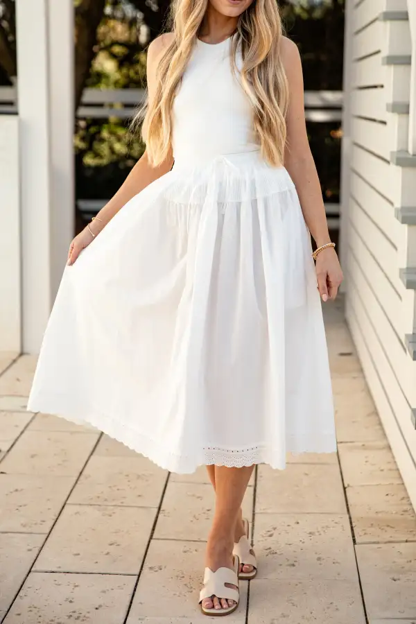 High Rise Mid Rise Elastic Waist Midi Skirt