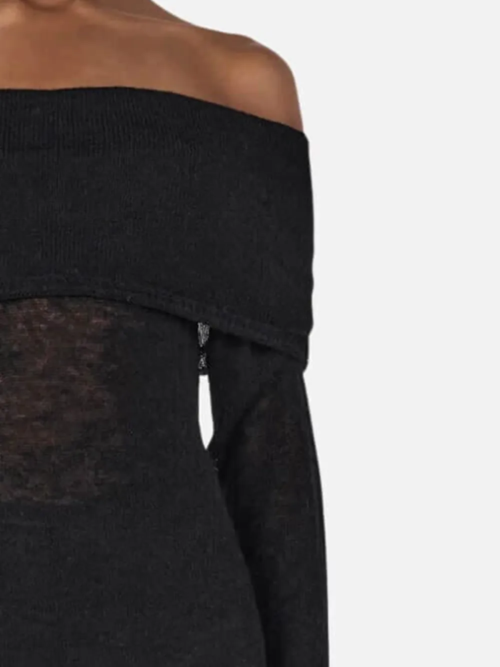 Straight Neck Long Sleeve Knit Top