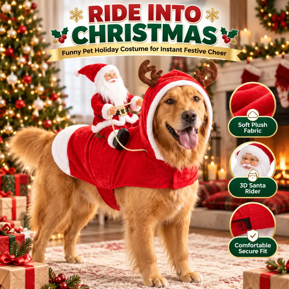 Santa Riding Dog Christmas Pet Costume