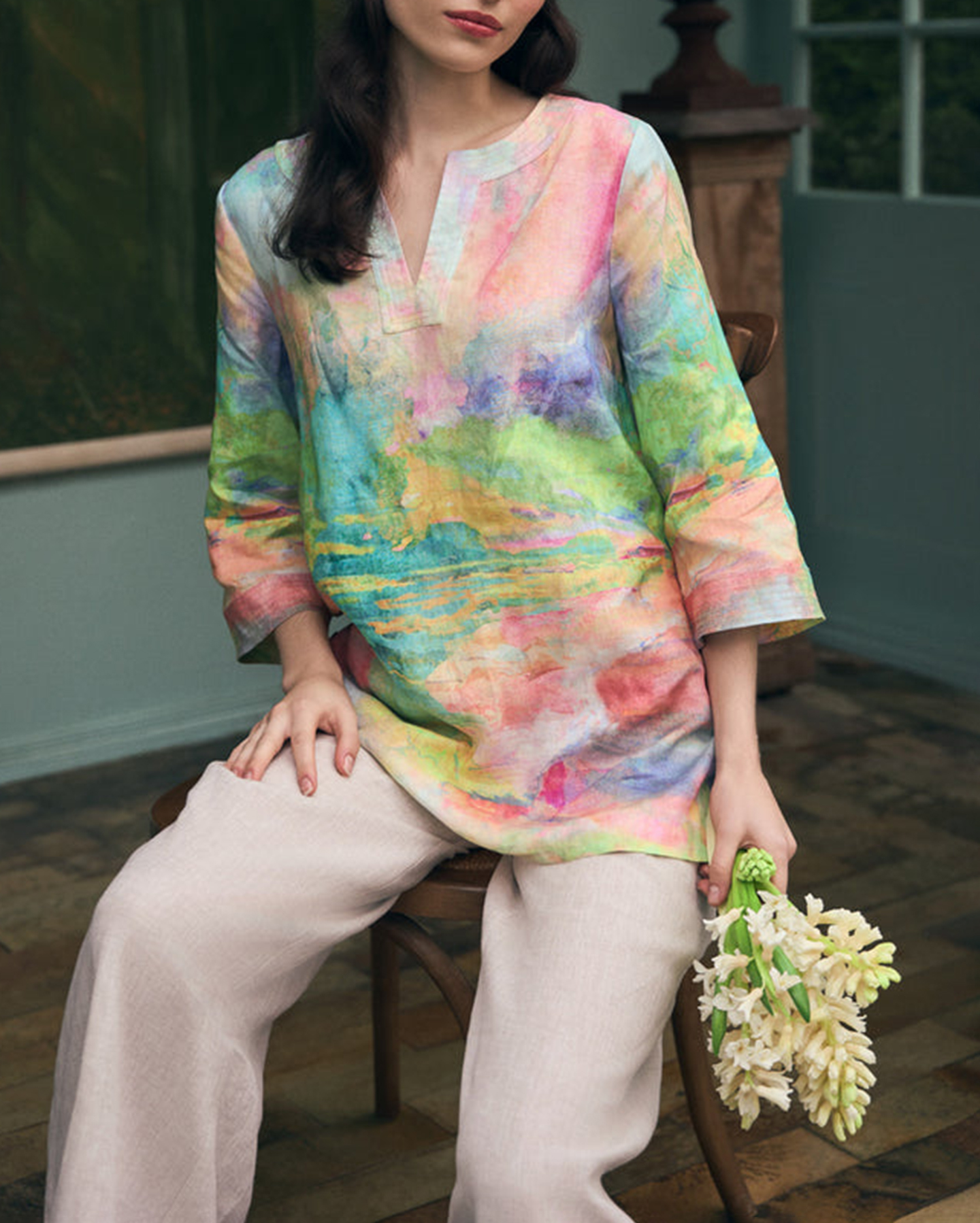 Printed Linen Tunic
