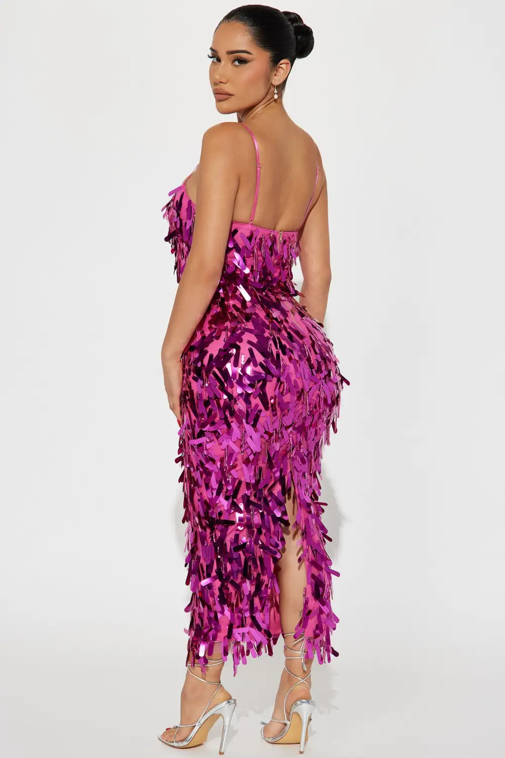 Feeling Fabulous Paillettes Maxi Dress - Magenta