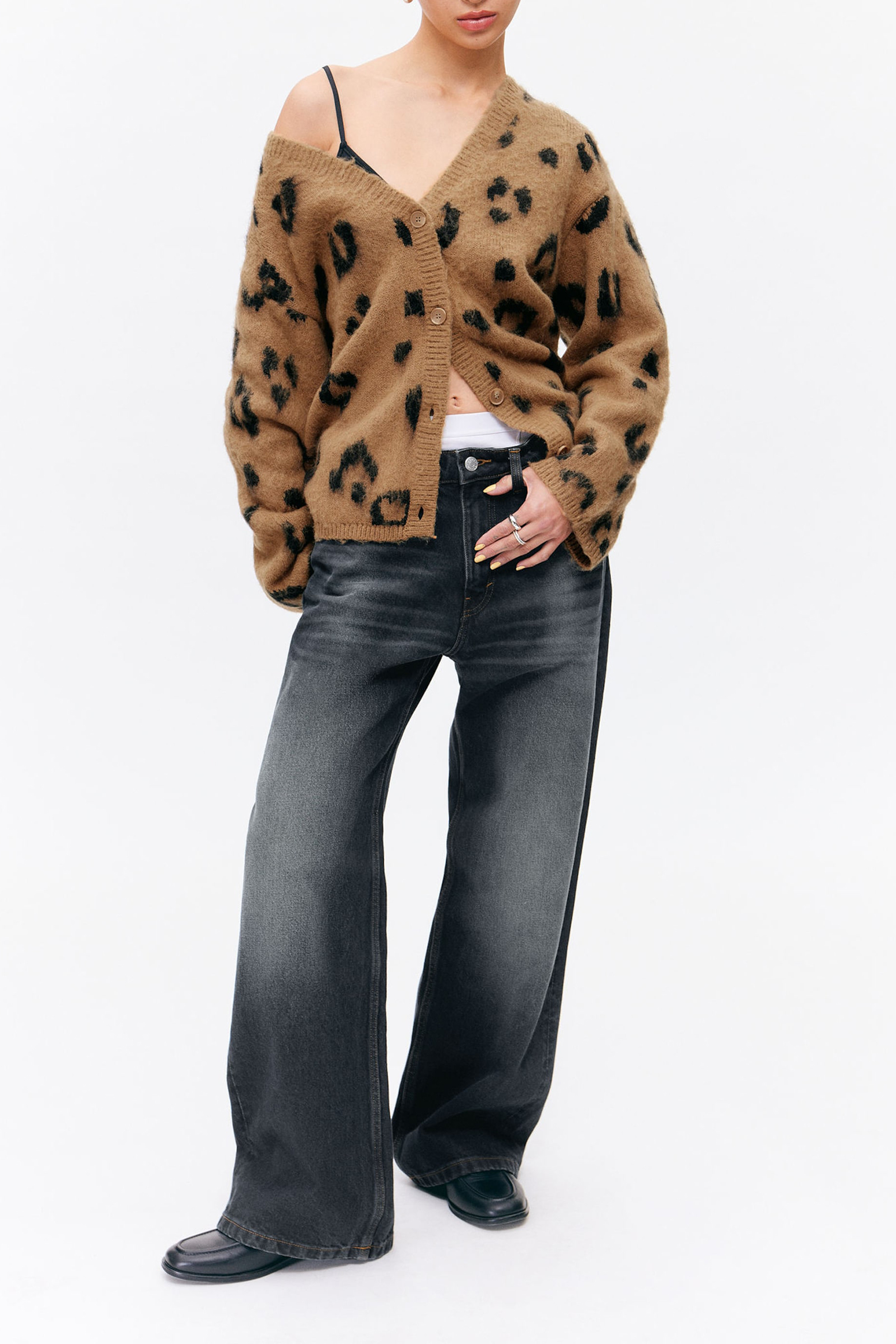 Button Up Drop Shoulder Cardigan