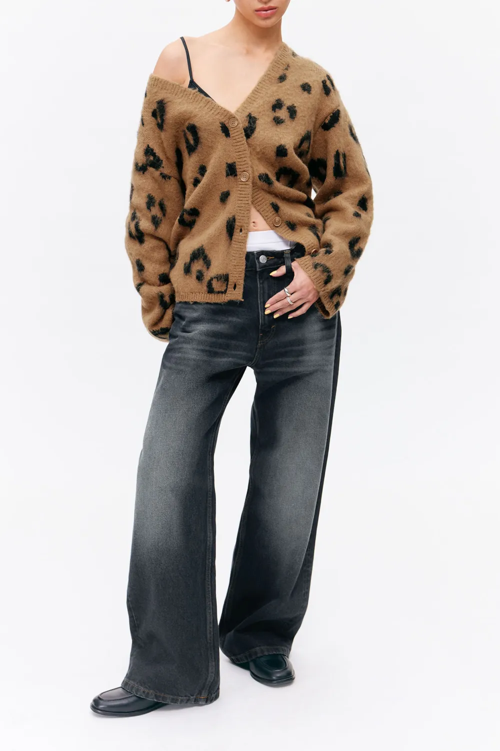 Button Up Drop Shoulder Cardigan