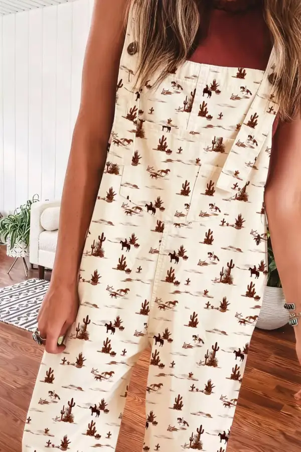 Button Front Western Jumpsuit