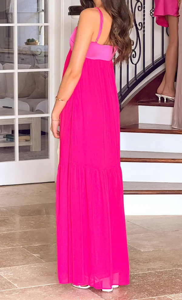Satin Flowy Hot Maxi Dress