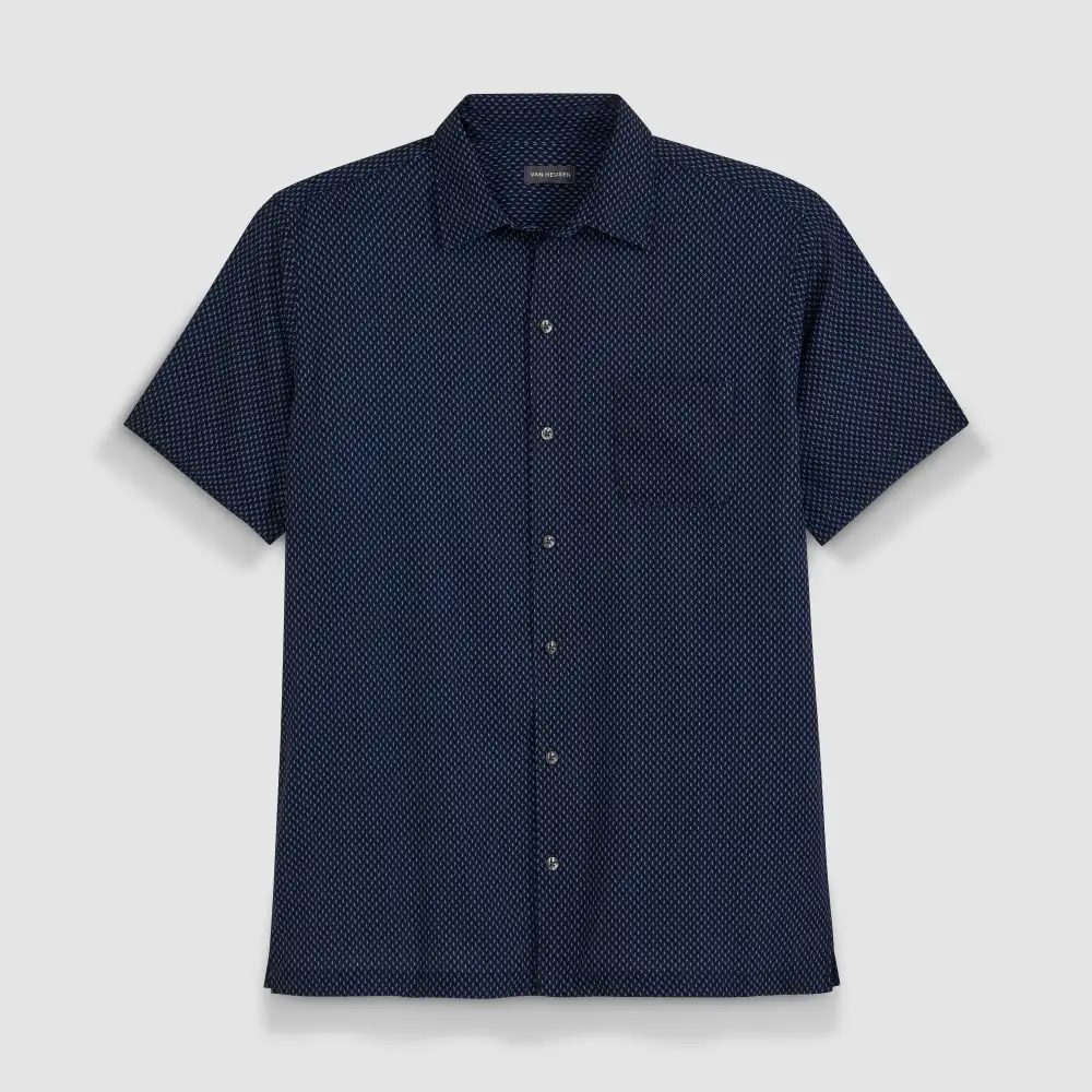 Gate Pattern Short Sleeve Camp Shirt