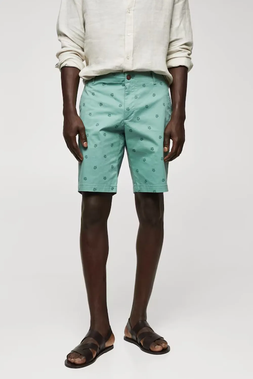 Slim-Fit Cotton Micro-Print Shorts