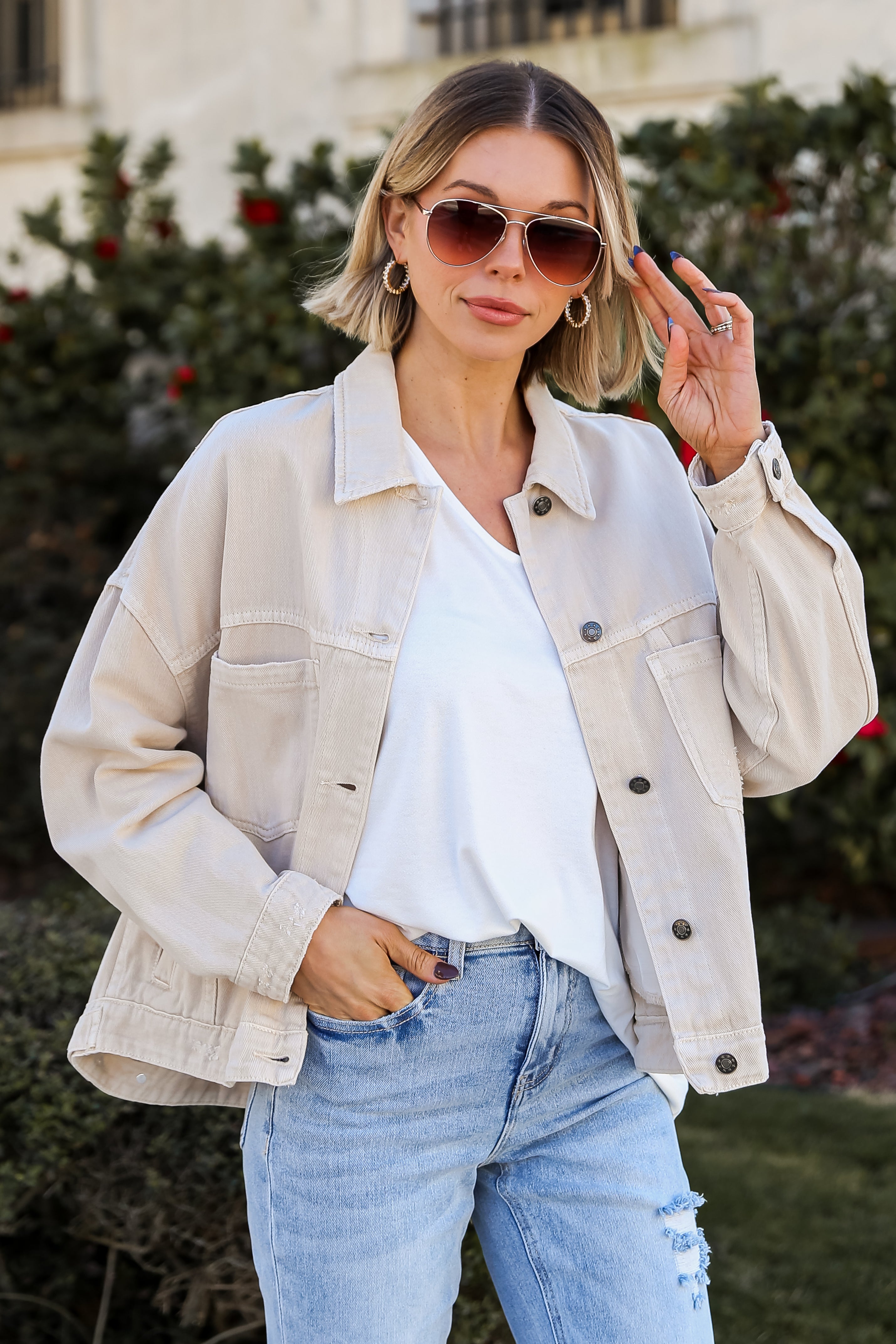 FINAL SALE - Practical Charm Off White Denim Jacket