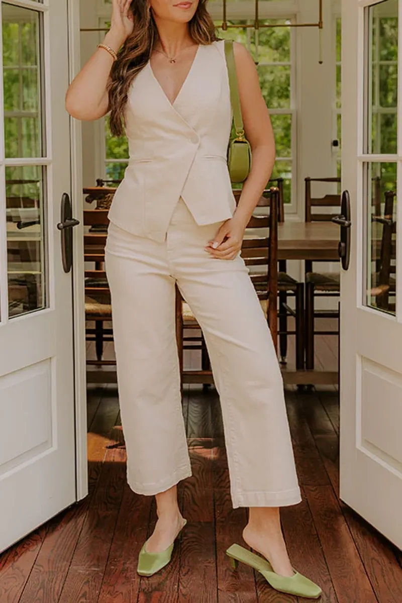 Drape High Waist Simple Women's Jeans