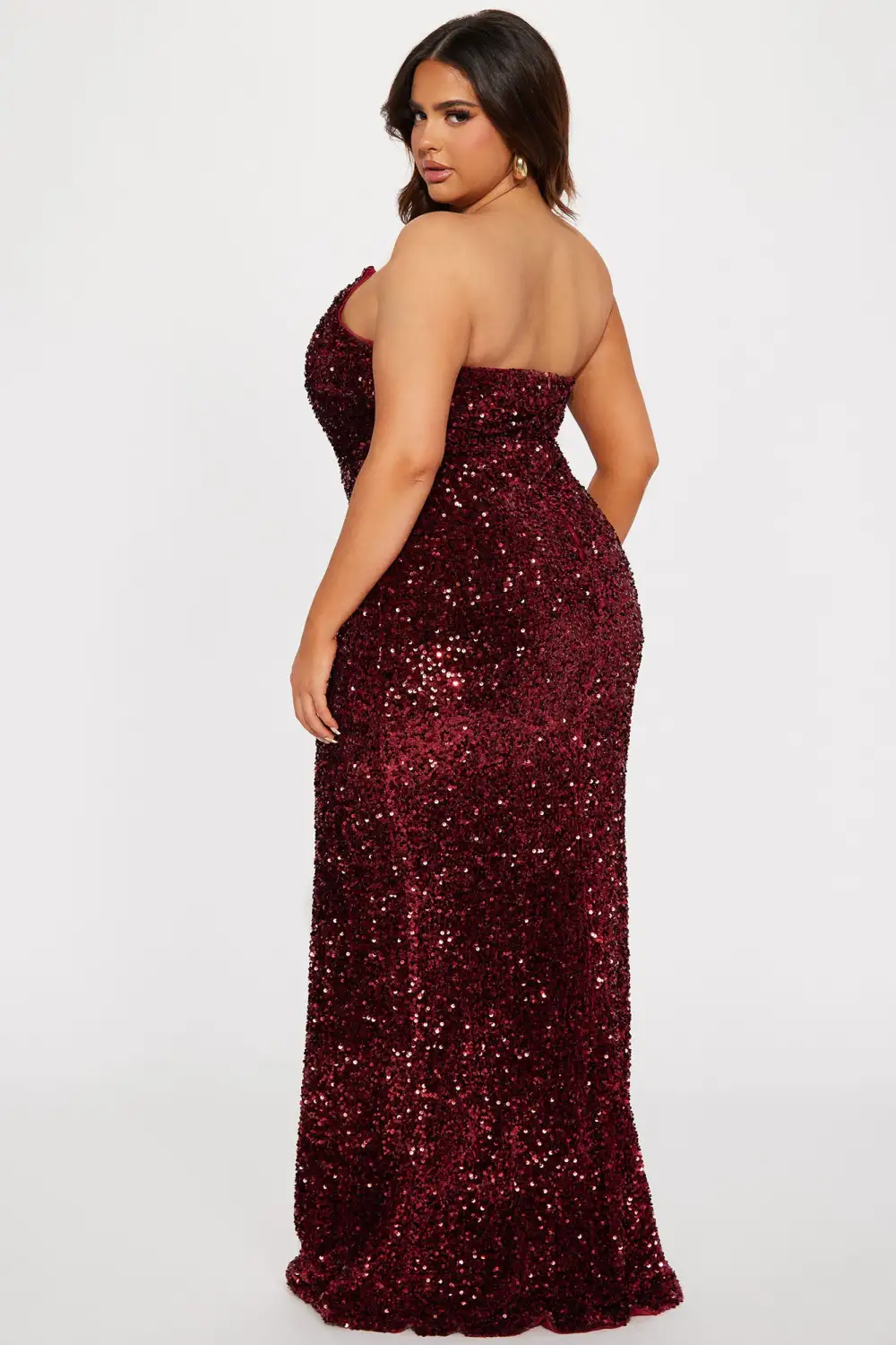 Glamour Sequin Gown - Burgundy