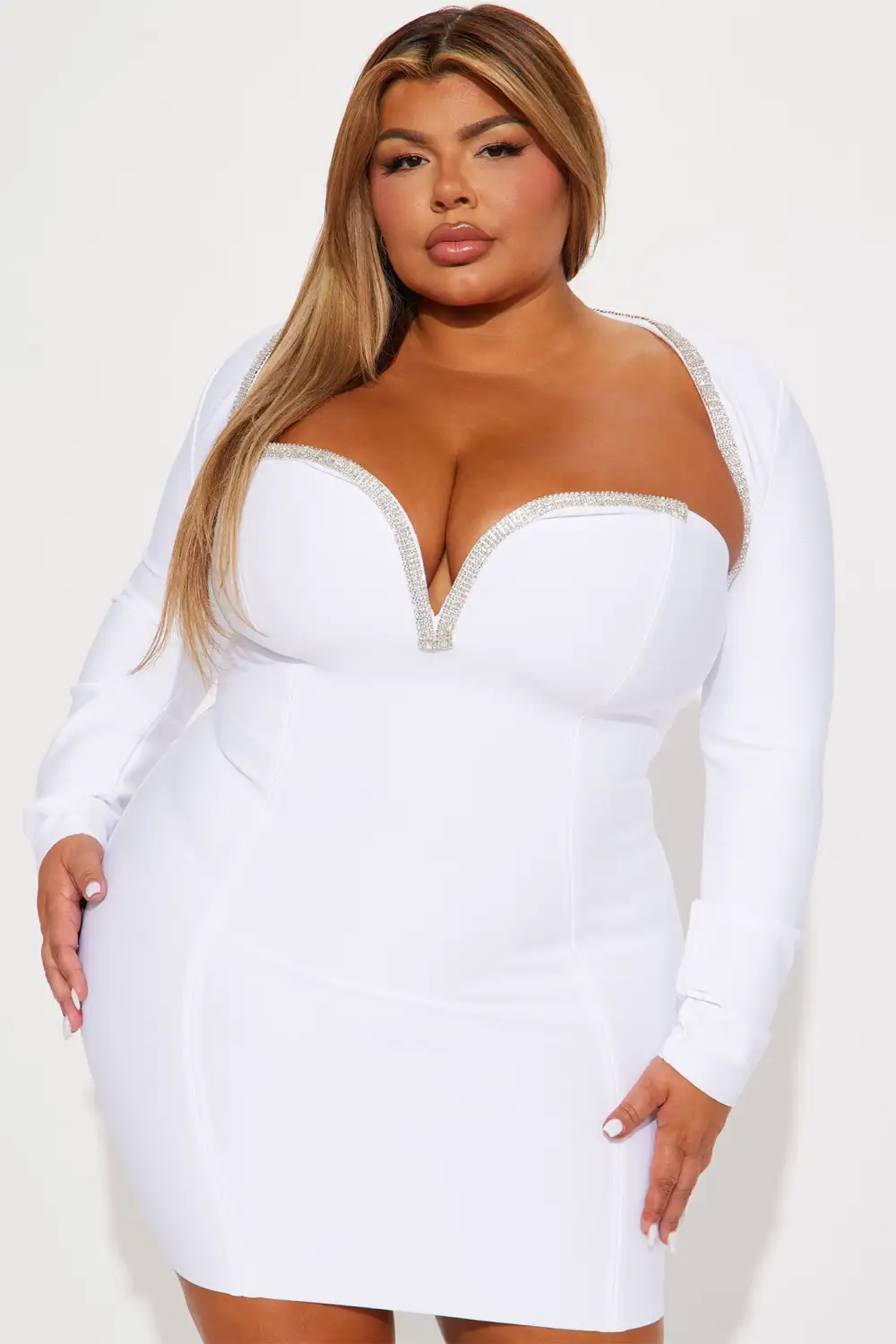 Rachel Embellished Mini Dress - White
