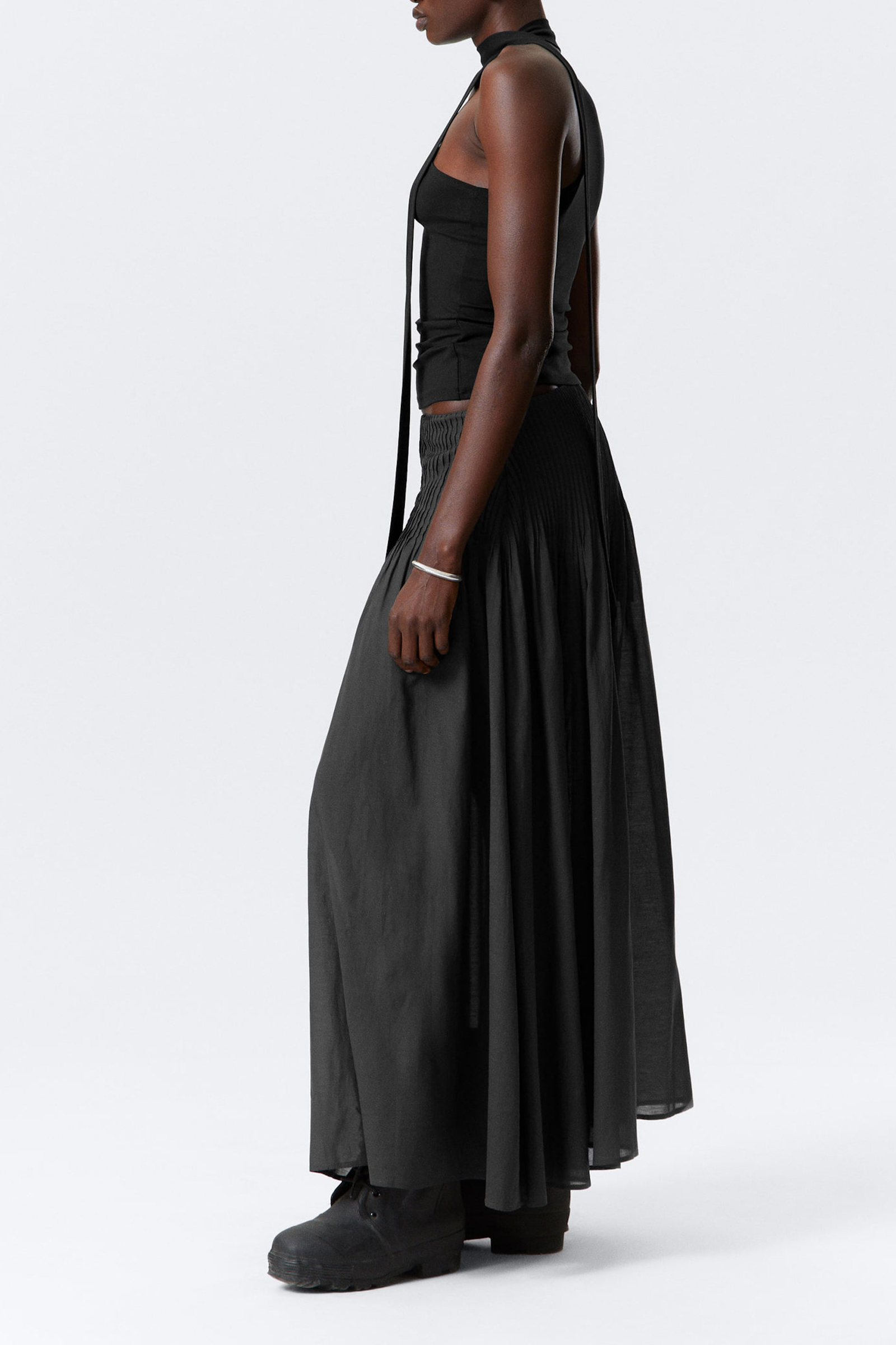 Pleated Mid Waist Skirt