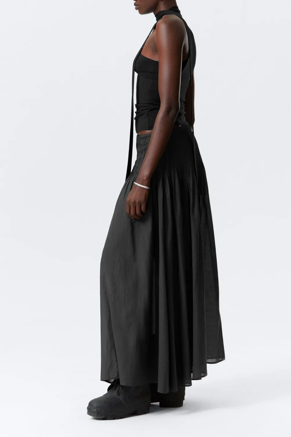 Pleated Detail Maxi Skirt