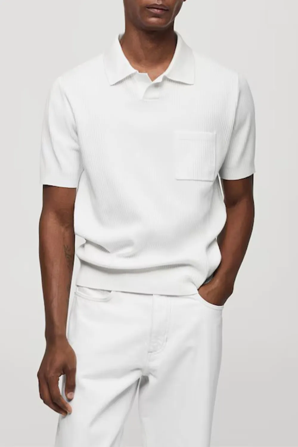 Short-Sleeved Ribbed Polo Shirt