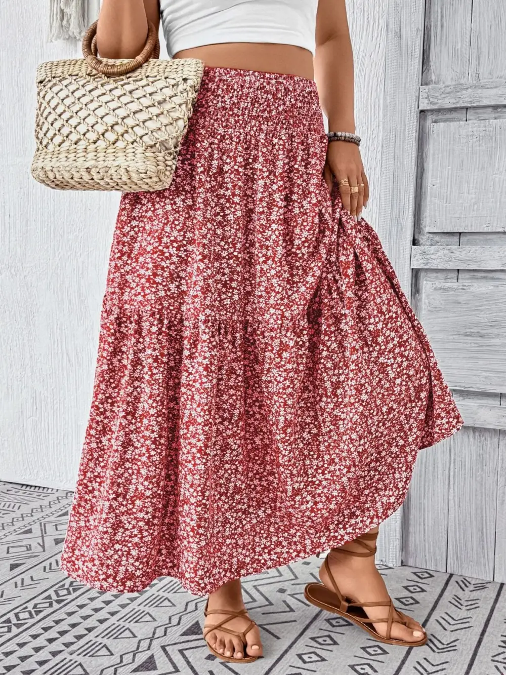 Tiered Floral Skirt