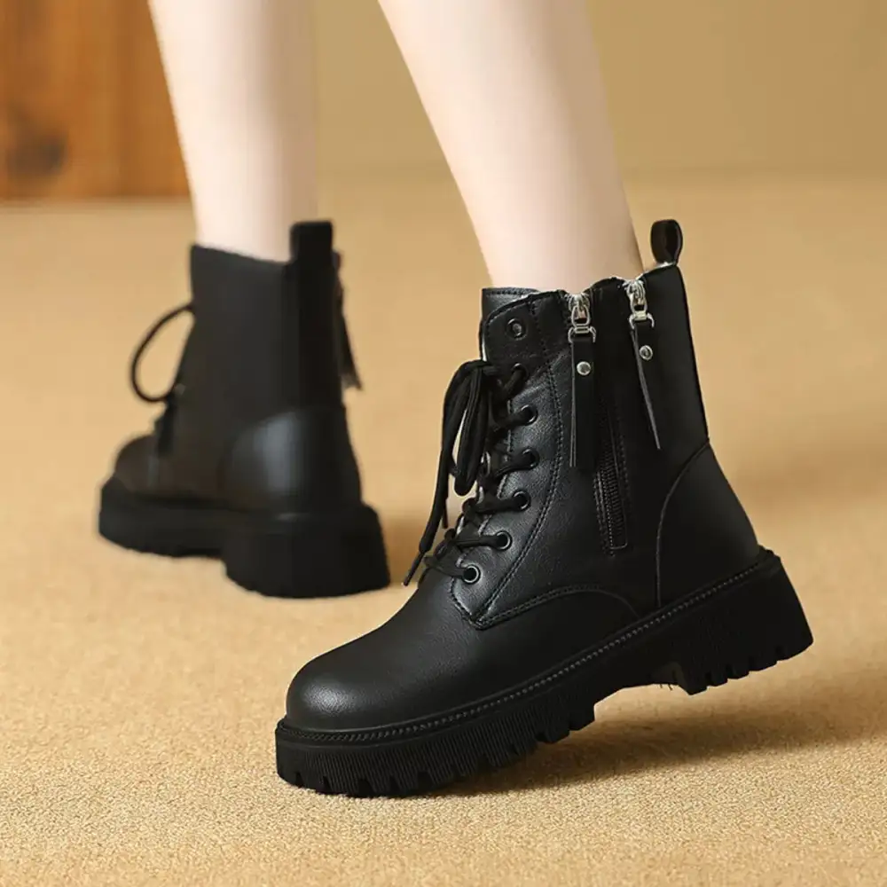 Refined Lace-Up Ankle Combat Boots