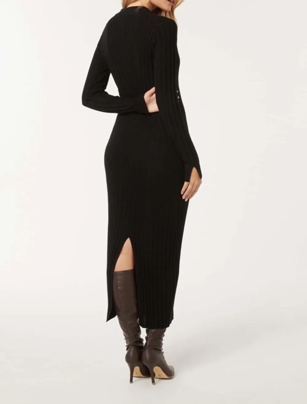Rib Transfer Midi Dress