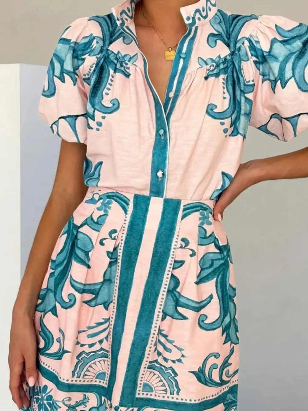 Button Front Strapless Coordinated Set