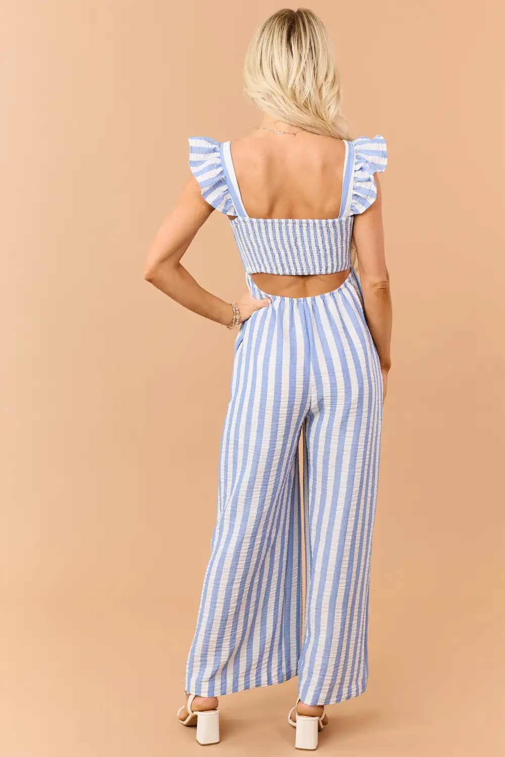 Powder Striped Bust Tie Wide Leg