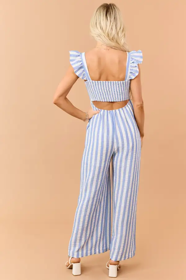 Powder Striped Bust Tie Wide Leg