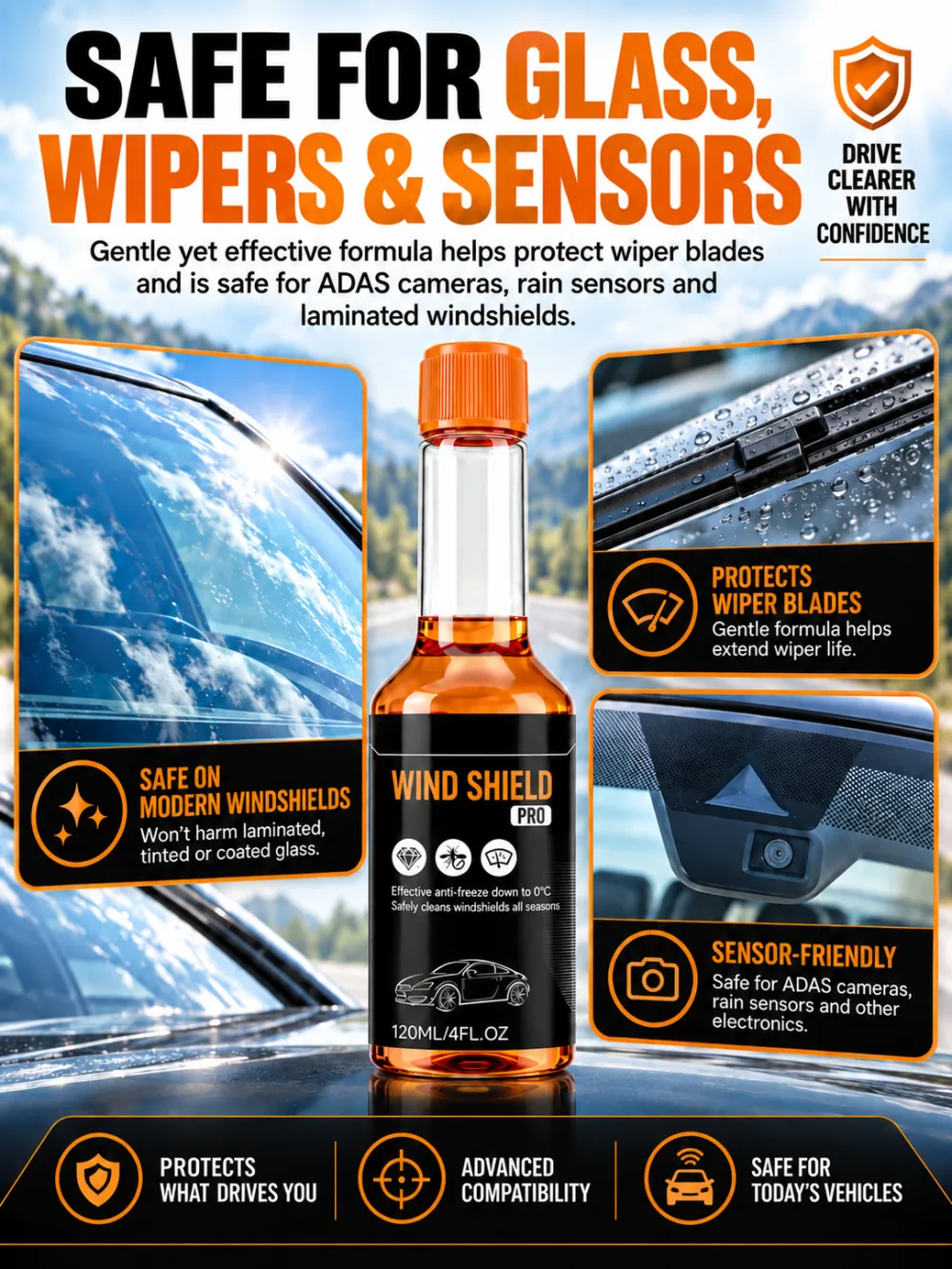 🚗 Concentrated Windshield Washer Fluid – Clear Vision for Car Auto Windows
