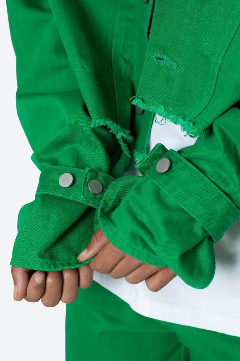 BRIGHT GREEN CROP STYLE DENIM JACKET
