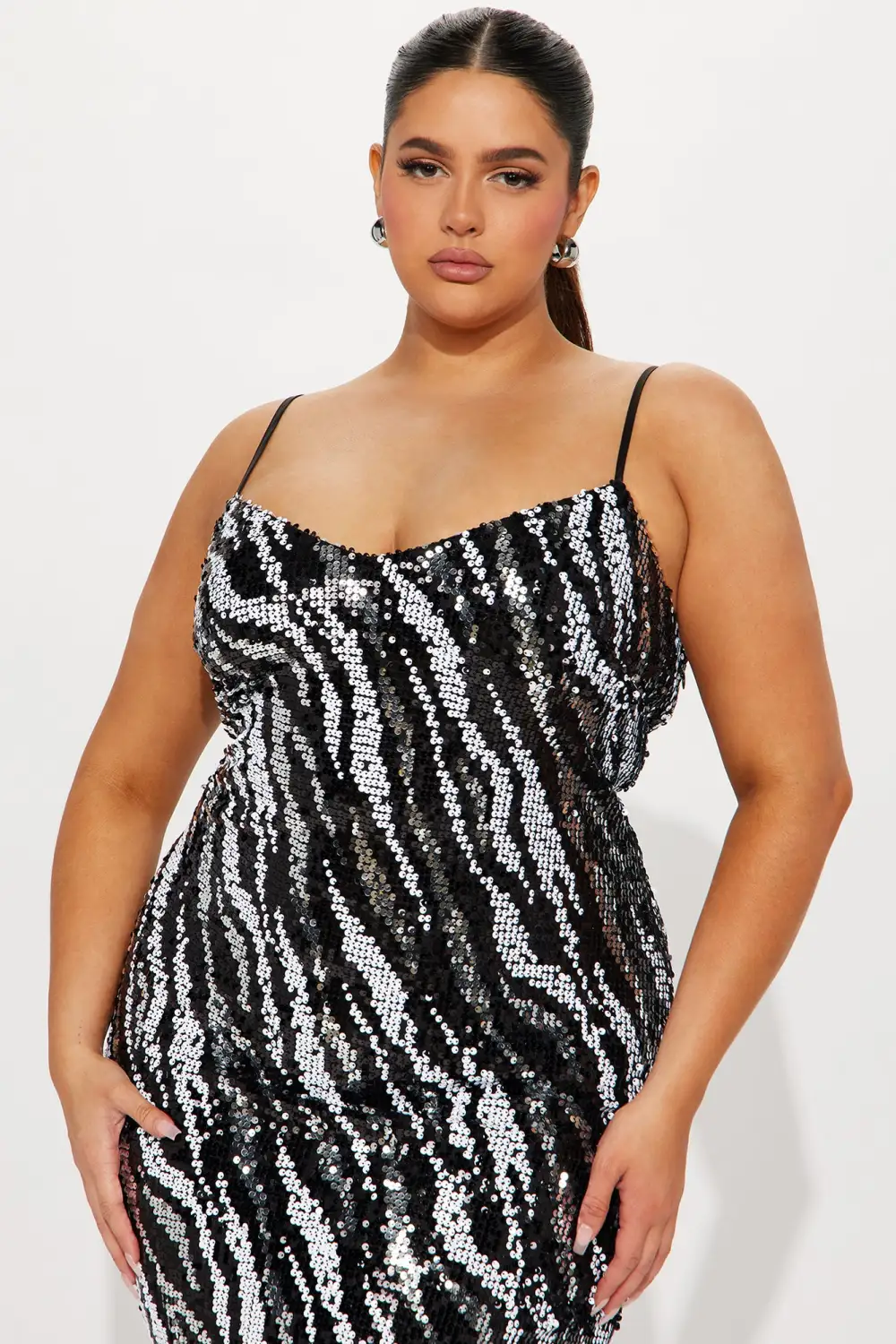 Selena Sequin Maxi Dress - Black/White