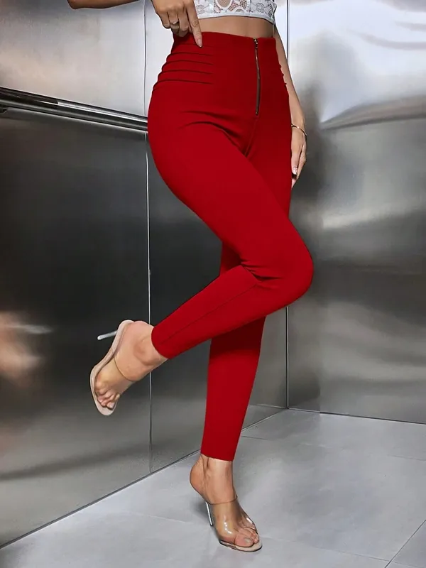 Women's Zipper Skinny Long Trousers