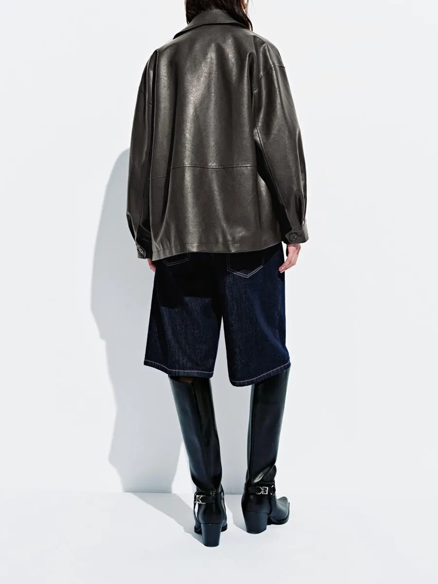 A Loose And Casual Leather Jacket For Women