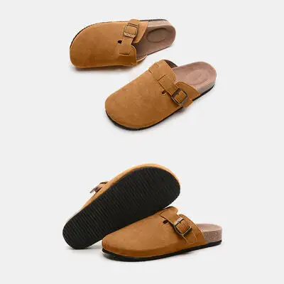 Buckle Suede Slides