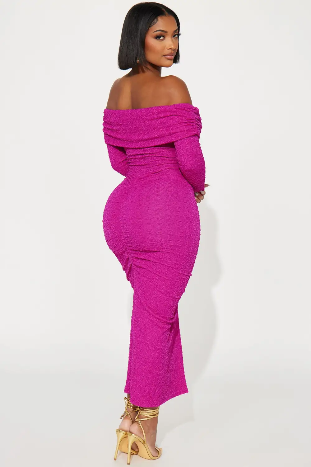 Meghan Ruched Maxi Dress - Magenta