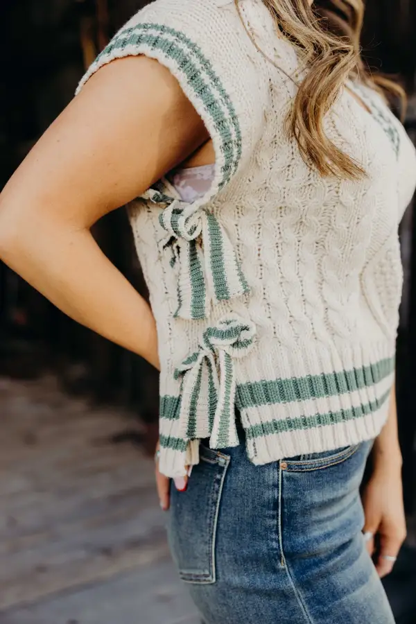 Striped Cable Knit Vest