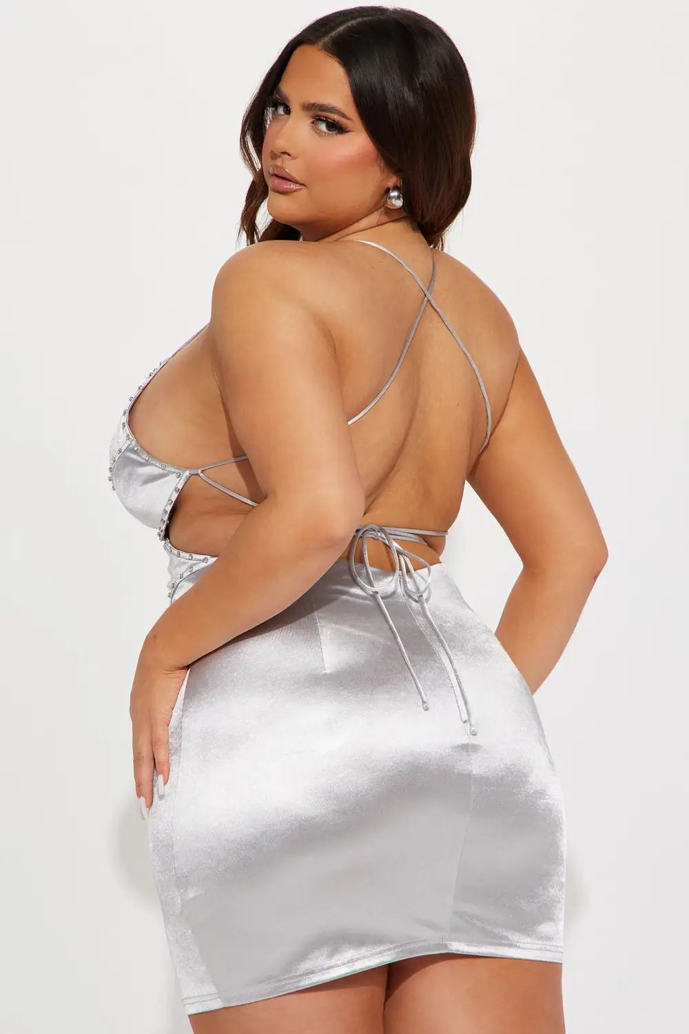 Zaria Satin Mini Dress - Silver