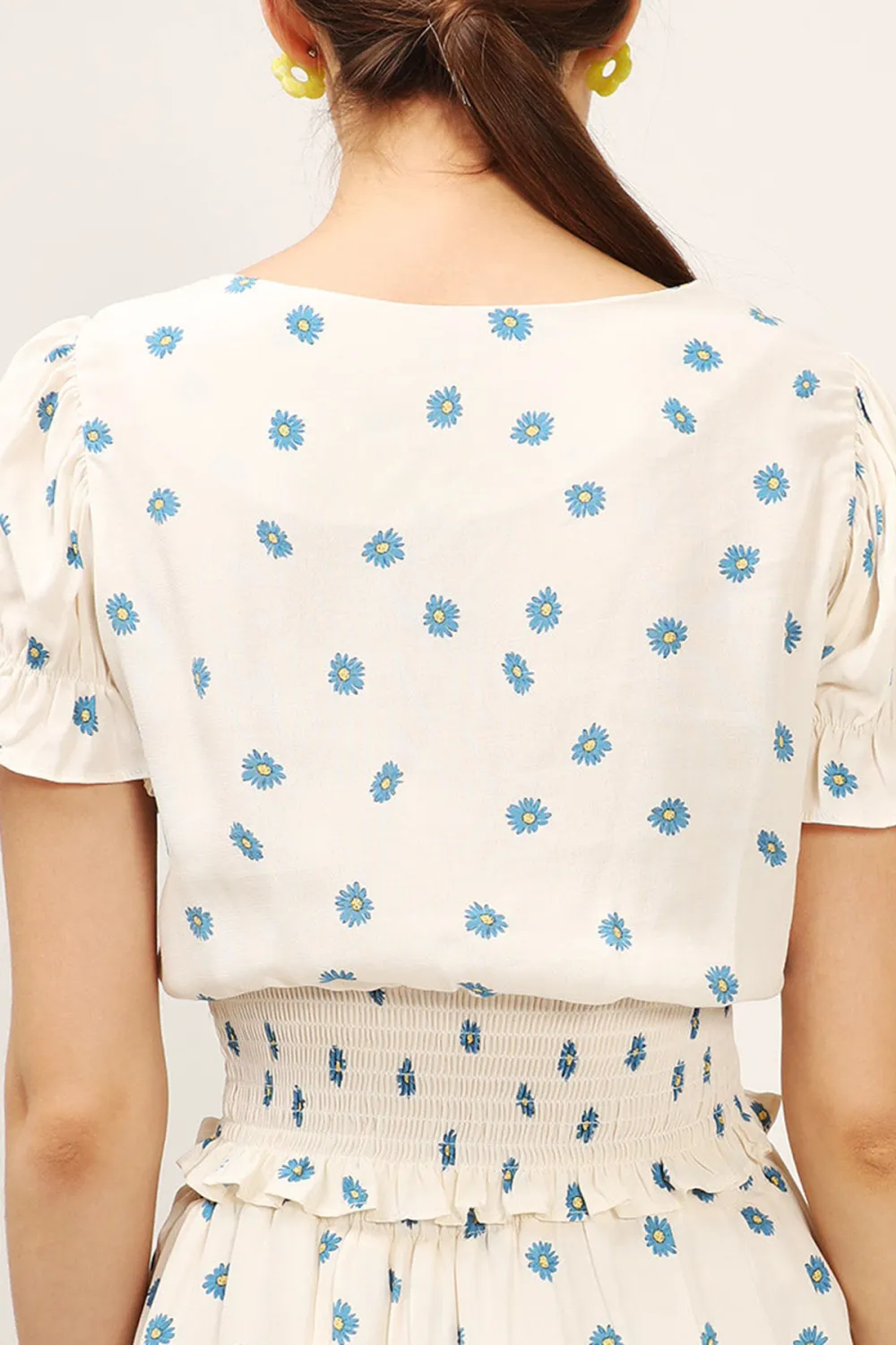 Kelly Daisy Printed Smocked Top