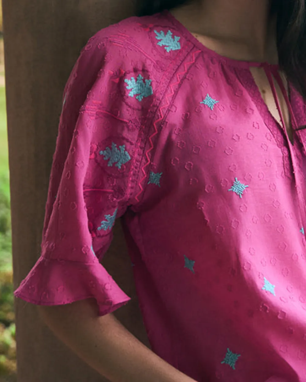 Rose Fuschia Embroidered Blouse