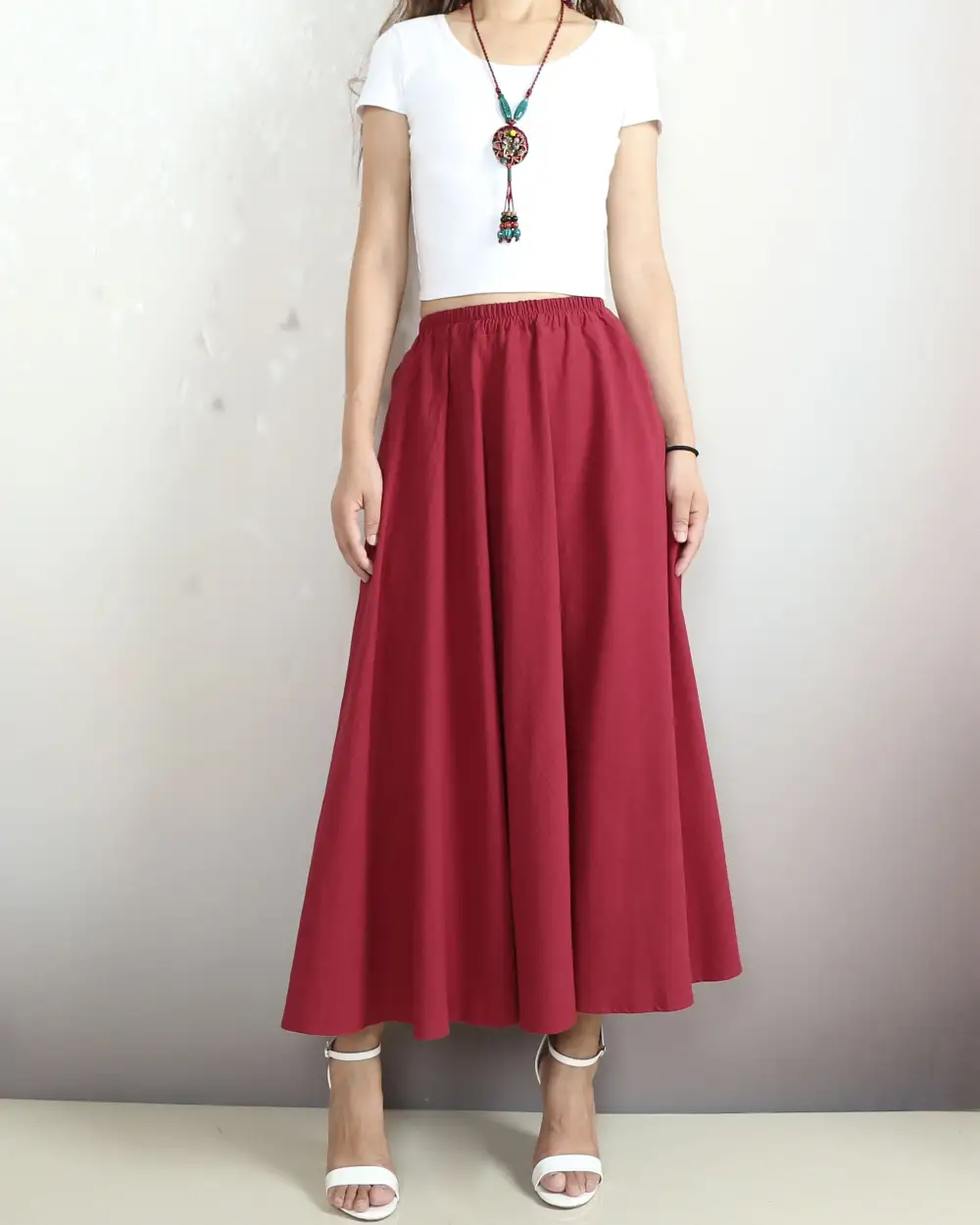 Boho Linen Flared Skirt