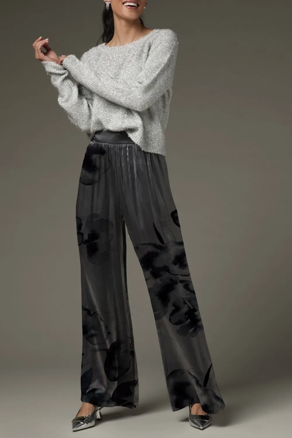 Viola Shiny Fluid Wide Leg Pants